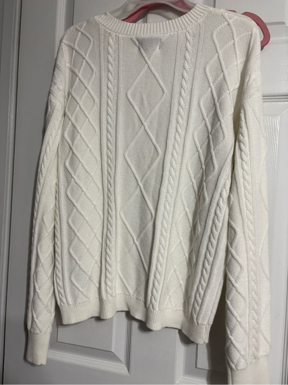 Women's Cable Knit Sweater - Cream size small - Picture 4 of 6
